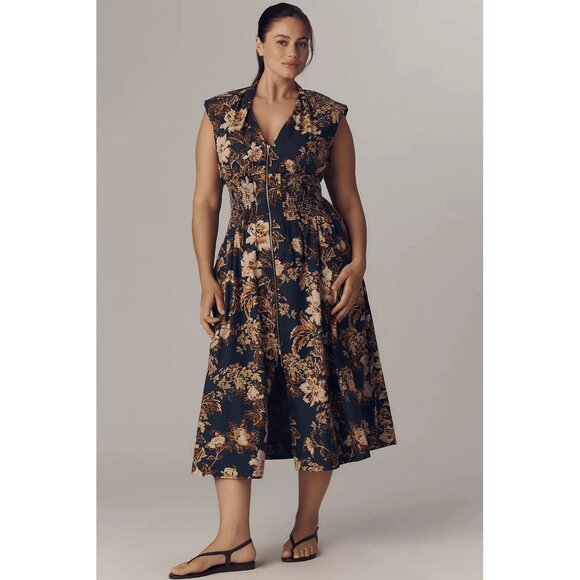 NWT Size 1X - Anthropologie The Tommie Cotton Zip-Front Midi Dress (NWT US$ 178) - Picture 2 of 16